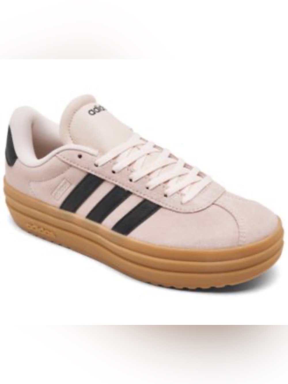 Adidas Platform Light Pink Suede Sneakers Stripes and Gum Sole Size: 9.5